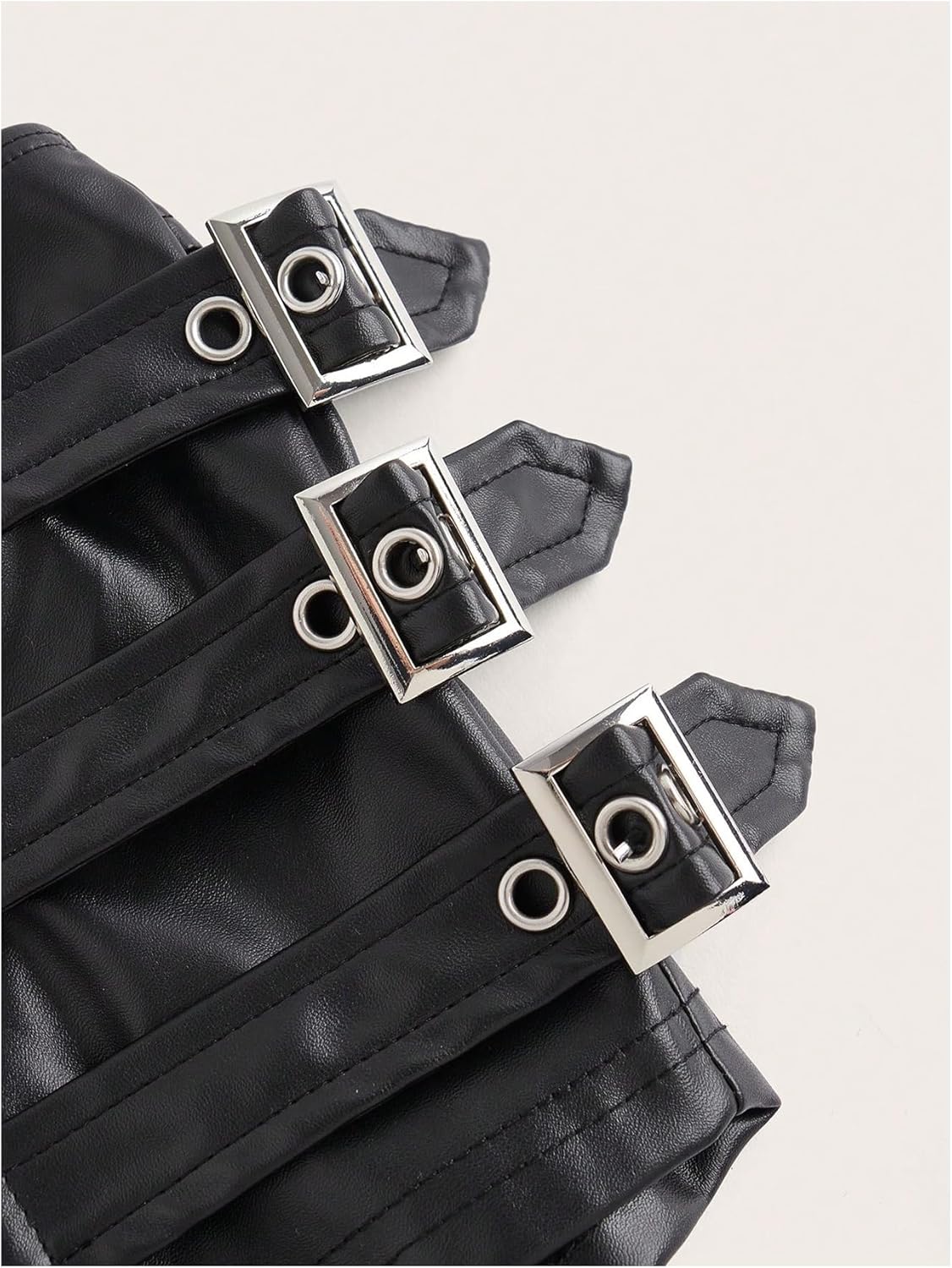 Milumia Women's Y2k Punk PU Leather Mini Shorts Low Rise Buckle Party Rave Micro Hot Pants - Image 5