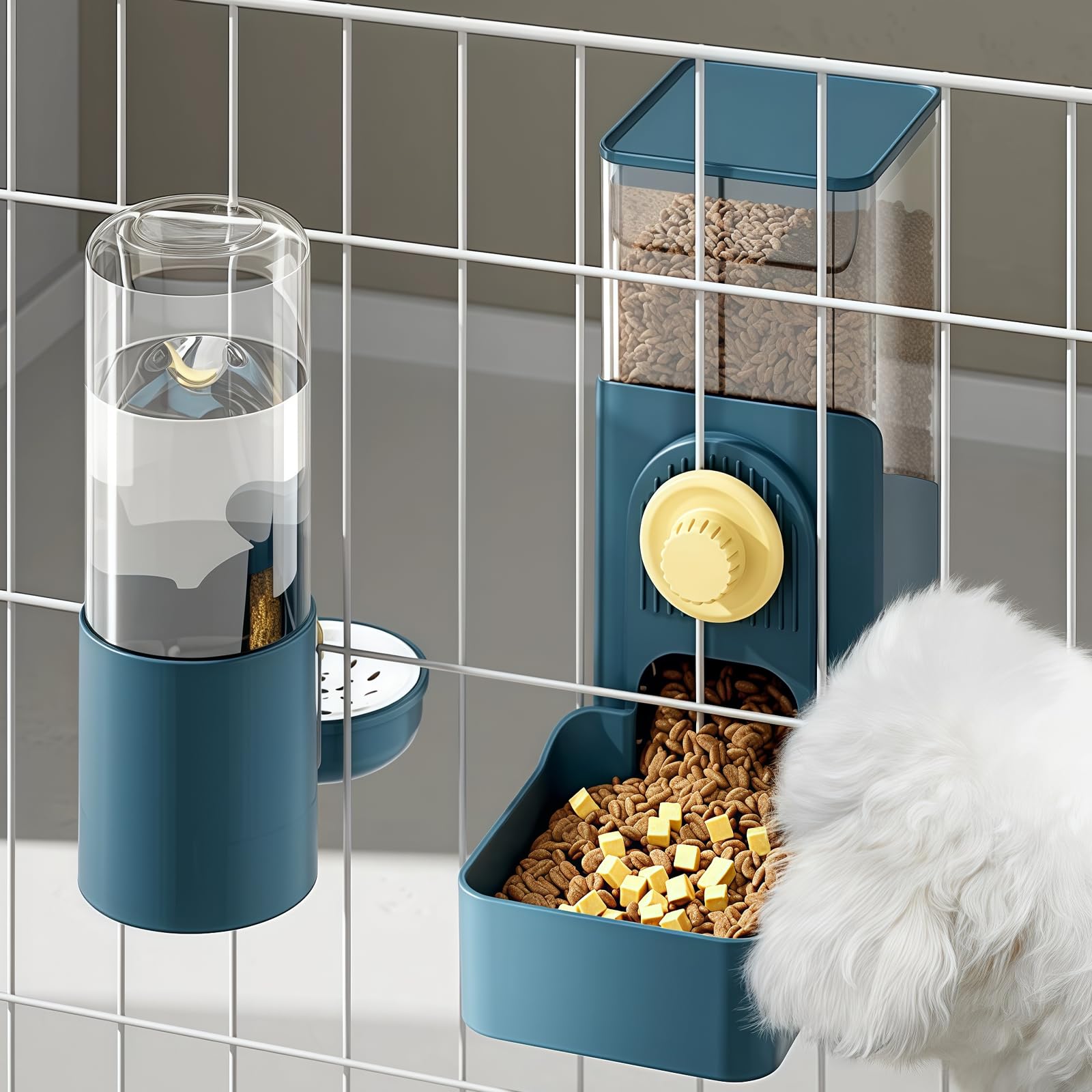 Cage suspendu avec fontaine pour animaux de compagnie : Fontaine suspendue pour cochons d'Inde, distributeur automatique de nourriture pour chats, lapins, chiens et cochons d'Inde