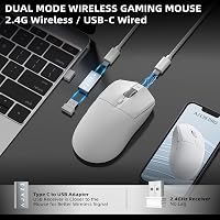 AJAZZ AJ139 PRO X Ultrakönnű Vezeték Nélküli Gaming Egér, 59g, 26000 DPI, Programozható Gombok, 200 Óra Akkumulátor, Fehér 3