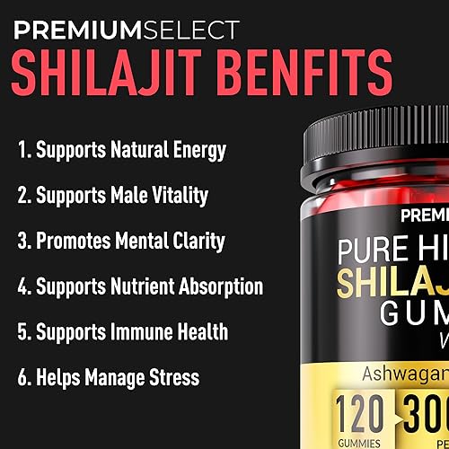 Miniatura 4 de Shilajit - Gomitas para hombres de 3000 mg – 120 Shilajit de oro para hombres, gomitas sin azúcar con ácido fúlvico – Energía natural, vitalidad