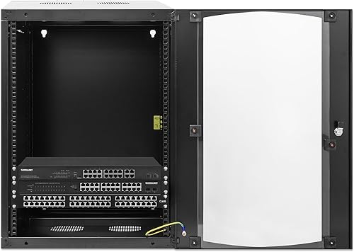 Miniatura 10 de Intellinet 711715 - Gabinete para rack de servidores de red de montaje en pared de 6U, puerta de vidrio templado, paneles laterales extraíbles,