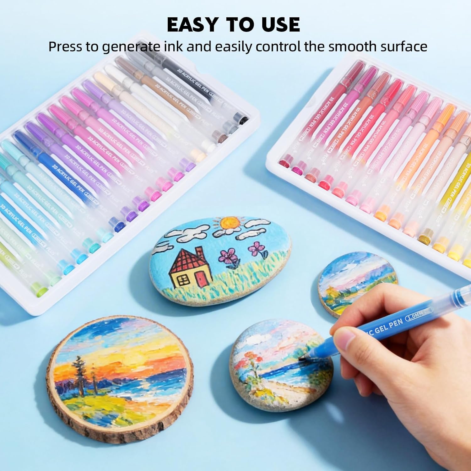 Acrylic Gel Pens, 54 Colors Gel Pens for Coloring, 1.0mm Bullet Tip, Large Capacity Acrylic Paint Pen & Gel Marker for Black Paper, Drawing, DIY Crafts, Art Supplies