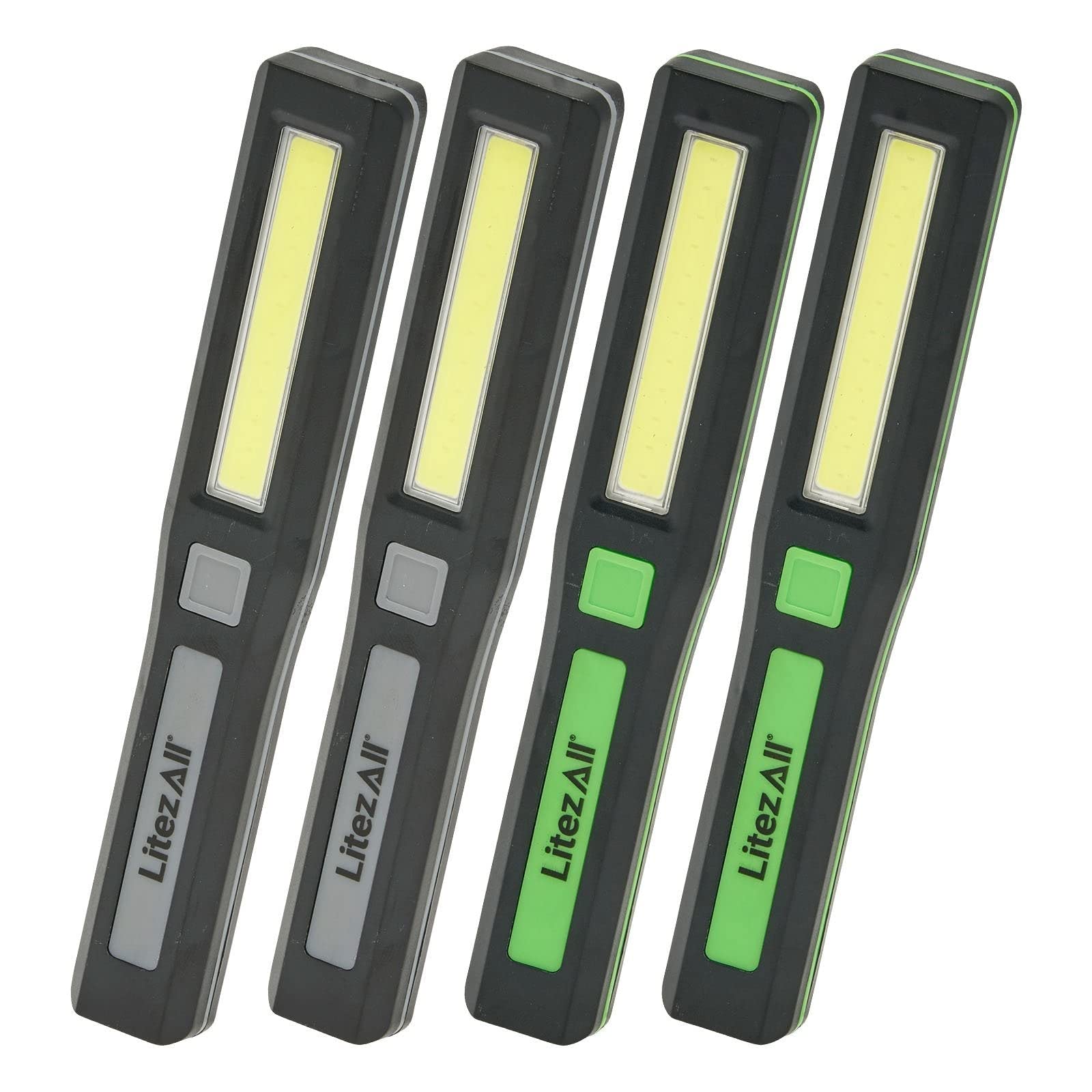 LitezAllCOB LED Blip Compact Work Lights (4-Pack) - 100 Lumens | 2 Brightness Modes and Emergency Strobe | Sturdy Pocket Clip | Magnet | Packs Easily in a Luggage and Backpack - Batteries Included