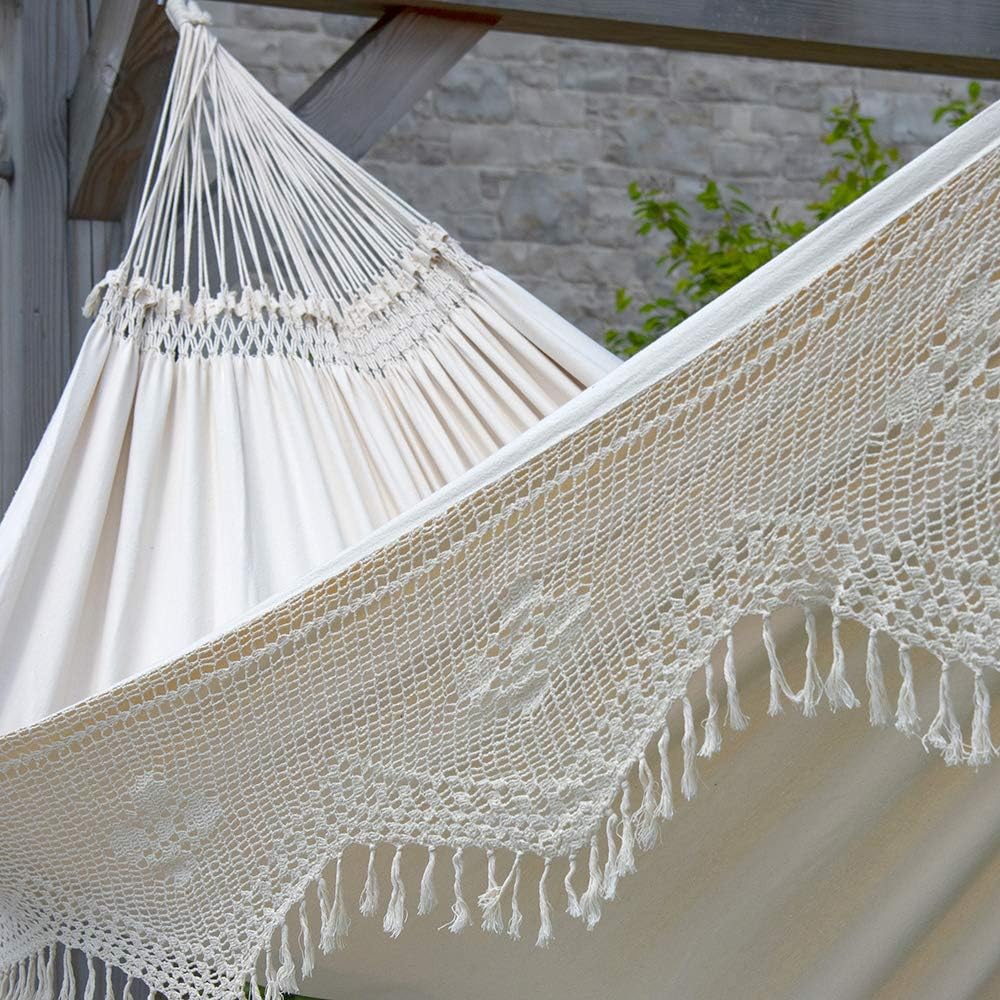 Vivere Authentic Brazilian Elegant Double Hammock (450 lb Capacity) (Antique) : Patio, Lawn & Garden