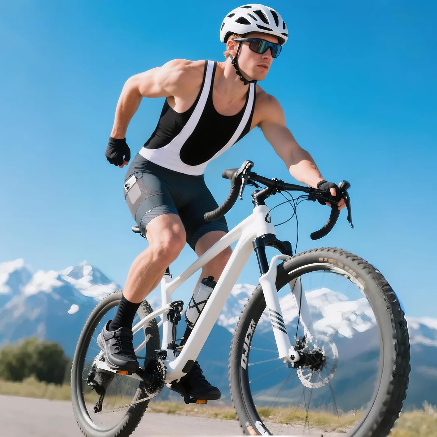 Santic Cycling Bib Shorts Men Padded Cycling Bib Tights Men Bike Bibs with Pocket