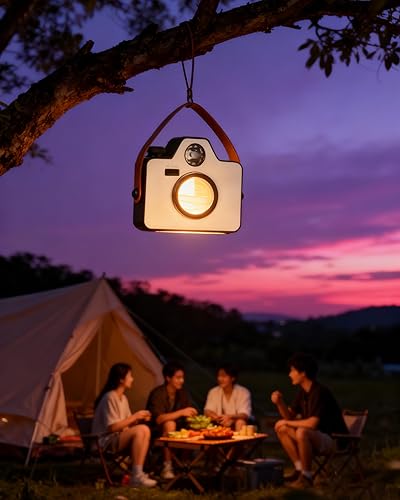 Miniatura 3 de Luces LED de camping portátil, luces a pilas, brillo y color ajustables, linterna recargable con magnética, IPX5 impermeable, luces de tienda de