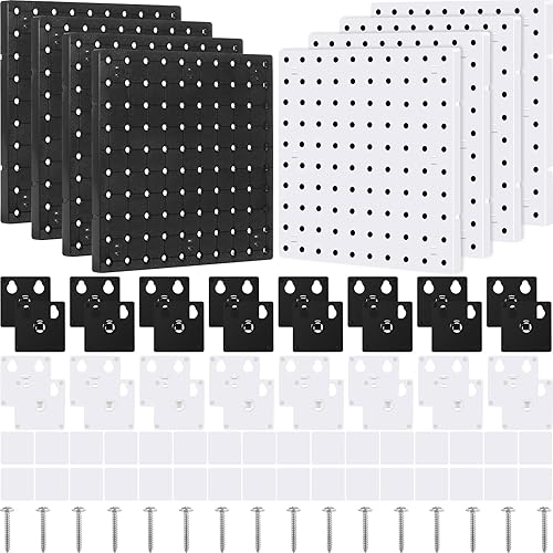Dandat Paquete de 8 organizadores de tablero de clavijas de 10 x 10 pulgadas, organizador de pared para oficina, montaje de plástico, kits de