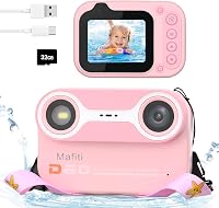 Mafiti Vízálló Digitális Fényképezőgép 48MP 1080P Full HD - 3m Vízmélységig, 10x Zoom, Rózsaszín, Búvárkodáshoz, Úszáshoz, Selfie-hez, 32GB  1