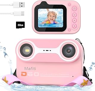 Mafiti Kids Waterproof Digital Camera Underwater Camera for Snorkeling and Diving with 2.4" IPS Display USB Rechargeable Digital Camera for Videos and Photos with 32GB Card