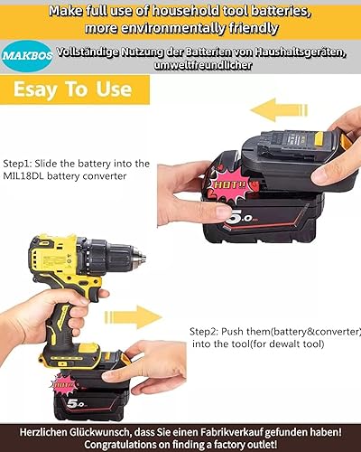 Miniatura 3 de Adaptador de batería MIL18DL para Milwaukee 18V a Dewalt 20V Adaptador de batería de litio, para M18 para convertidores de herramientas eléctricas