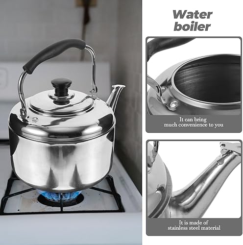 Miniatura 4 de Hervidor de té de acero inoxidable, tetera silbante con base universal, ollas de té de acero inoxidable con mango de agarre fresco, olla de agua