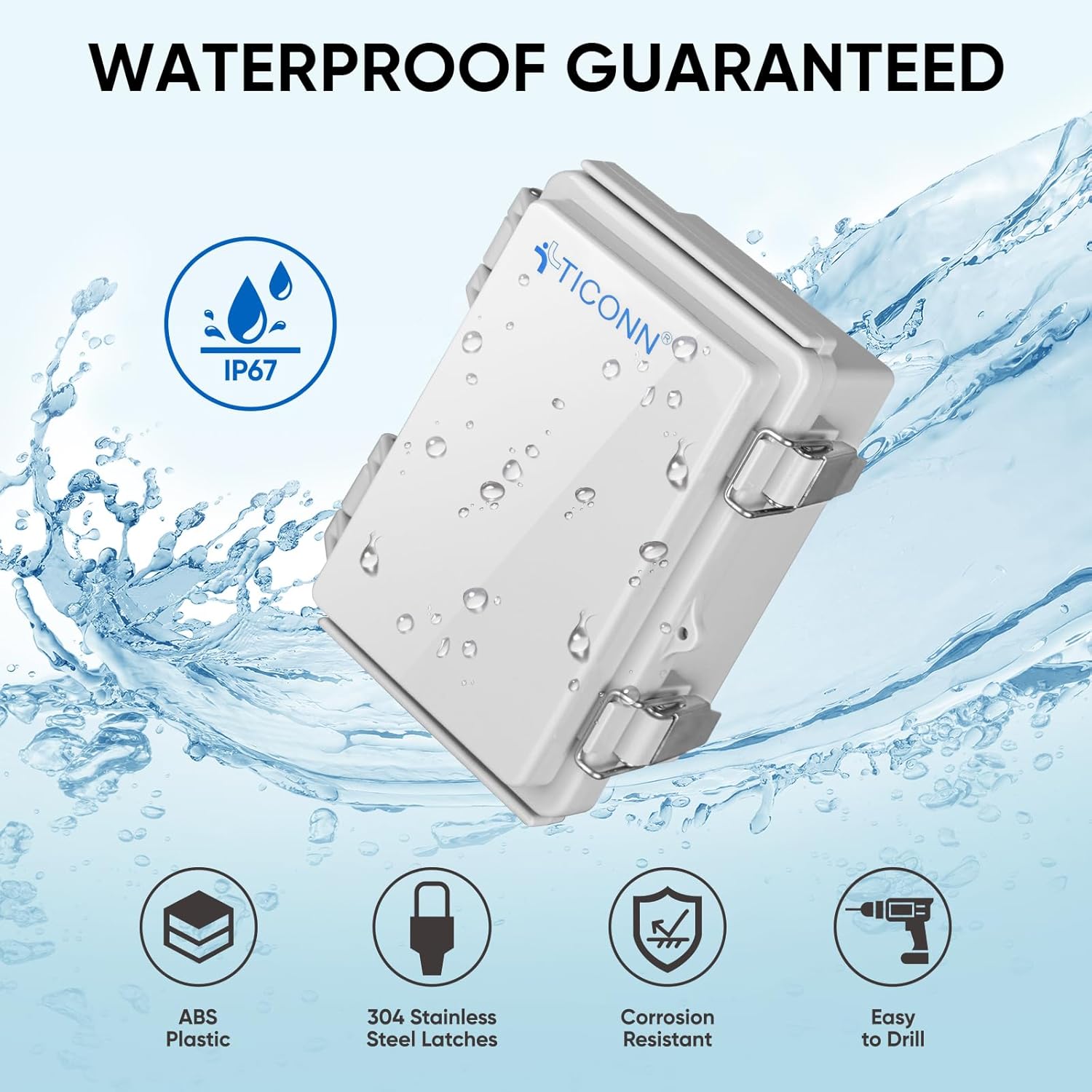 TICONN Waterproof Electrical Junction Box IP67(Off-White)+ 20 Pcs IP68 Waterproof Cable Gland Kit(Grey)