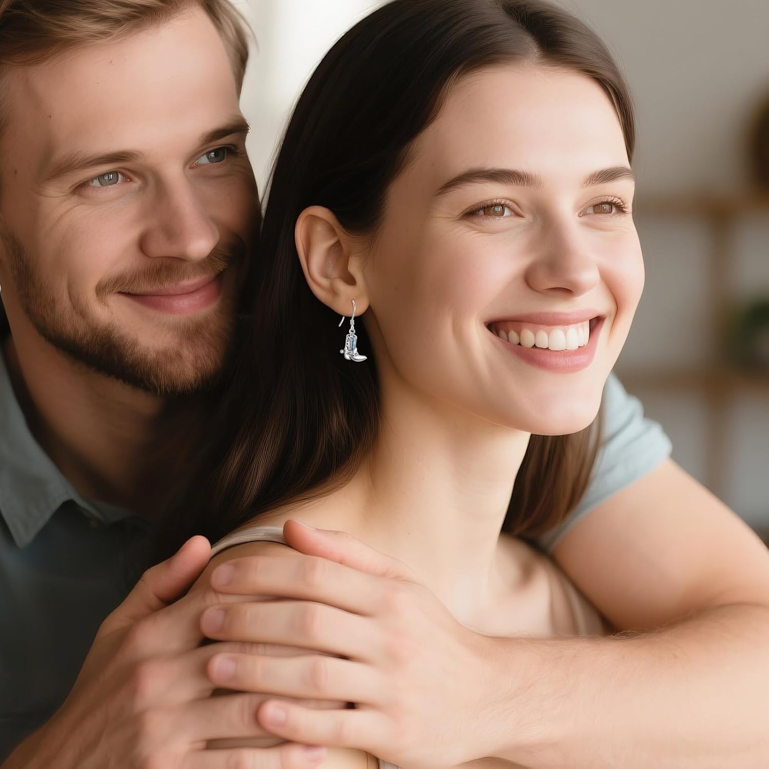 Cowgirl Boot Earrings 925 Sterling Silver Cowboy Texas Boot Dangle Drop Earrings Western Cowboy Carter Jewelry Country Gifts for Women