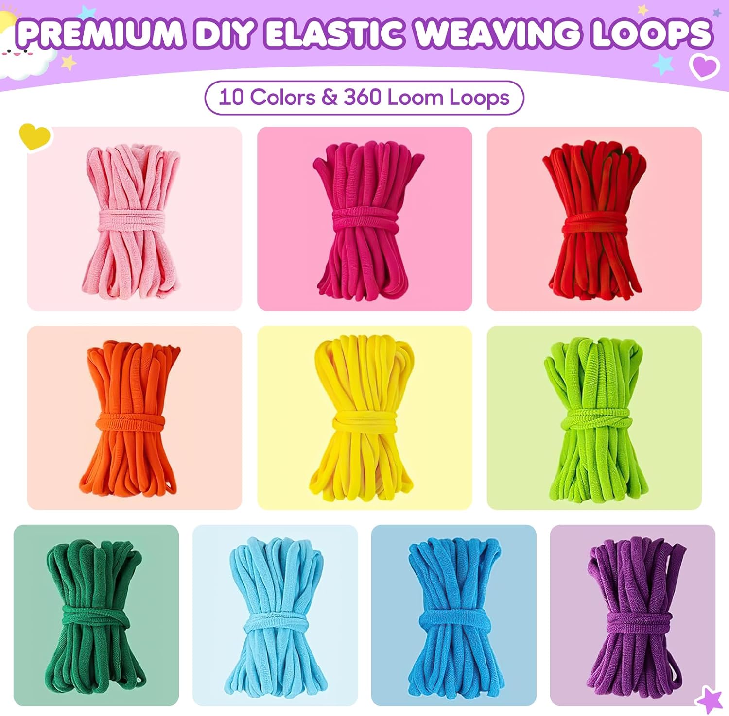 478 Pcs Weaving Loom Kit with Portable Case, Perfect for Making Handbags, Potholder Maker, Bracelet for DIY Crafters & Makers, Complete Craft Kit with Hooks, Gift for Christmas, Birthday, Purple - Image 4