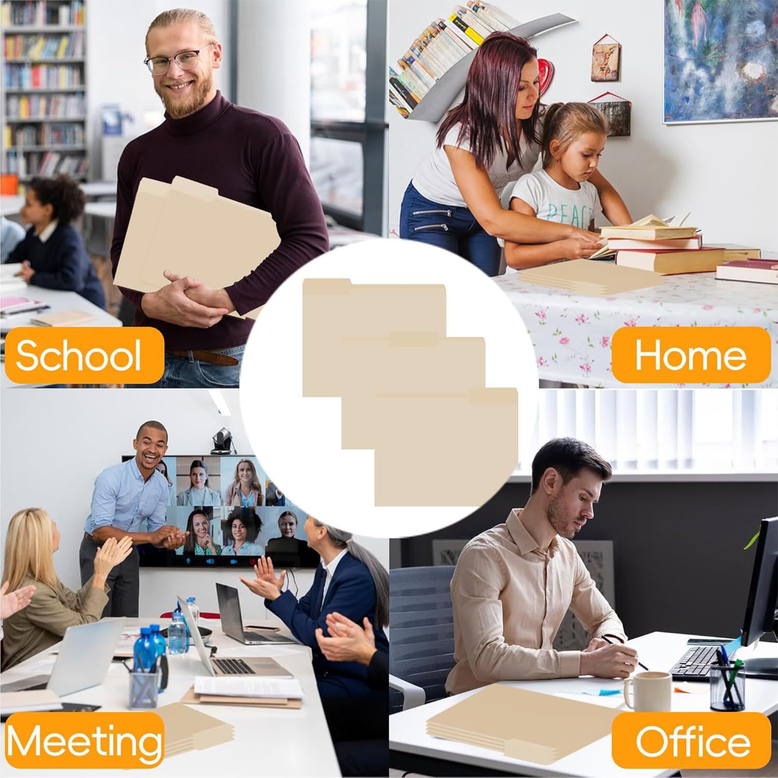 Segregator na dokumenty | 1/3 wycięcia w formacie A4 | 100 sztuk systemu do archiwizacji rachunków, materiałów edukacyjnych, zarządzania, gospodarstwa domowego, szkoły, biura