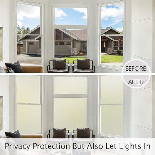 Miniatura 3 de HIDBEA película de privacidad para ventana protección UV control de calor no adhesiva reutilizable traslúcida para el hogar la oficina o el baño