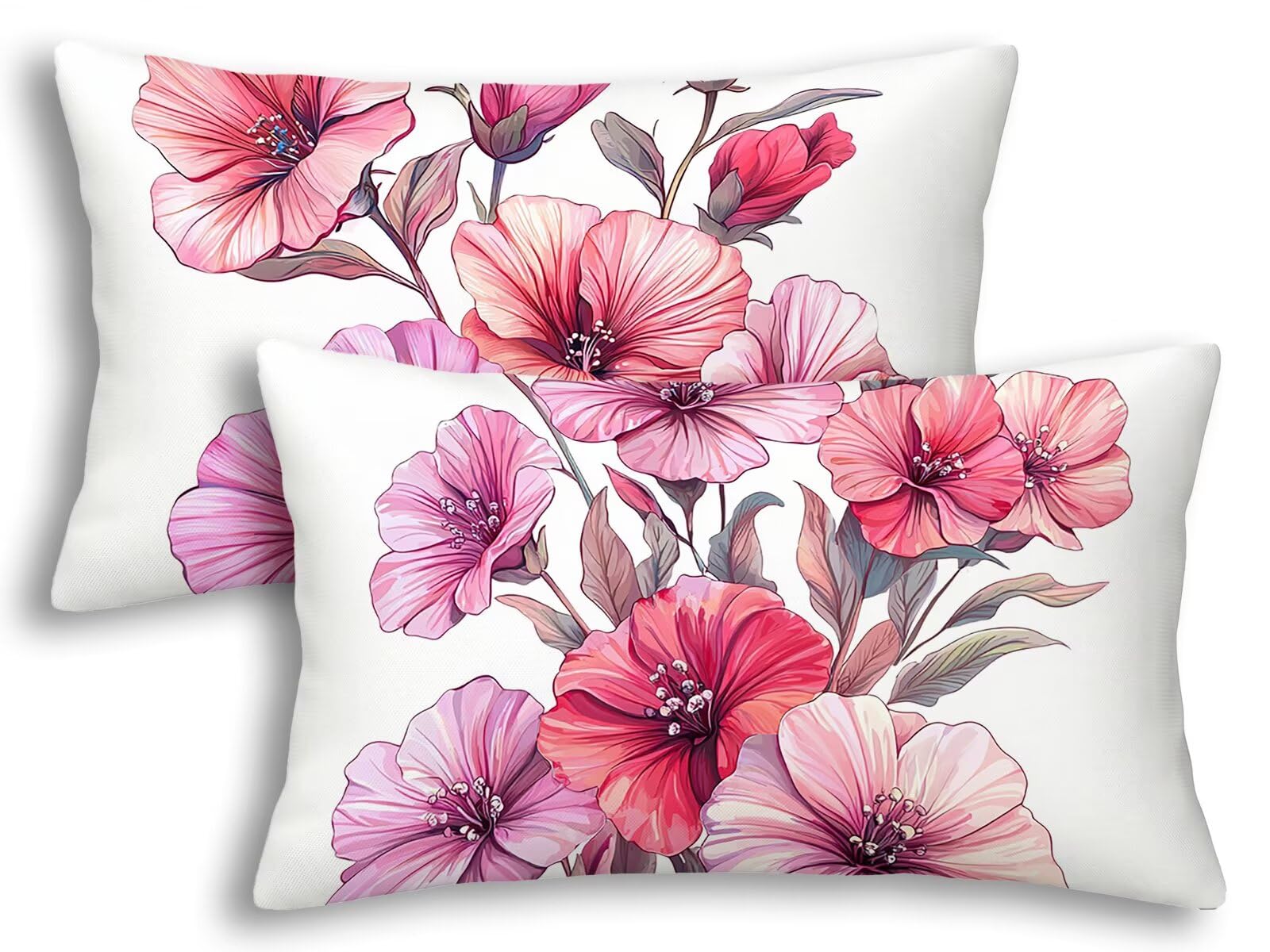 Housse de coussin extérieur imperméable rose 40x80 cm par 2