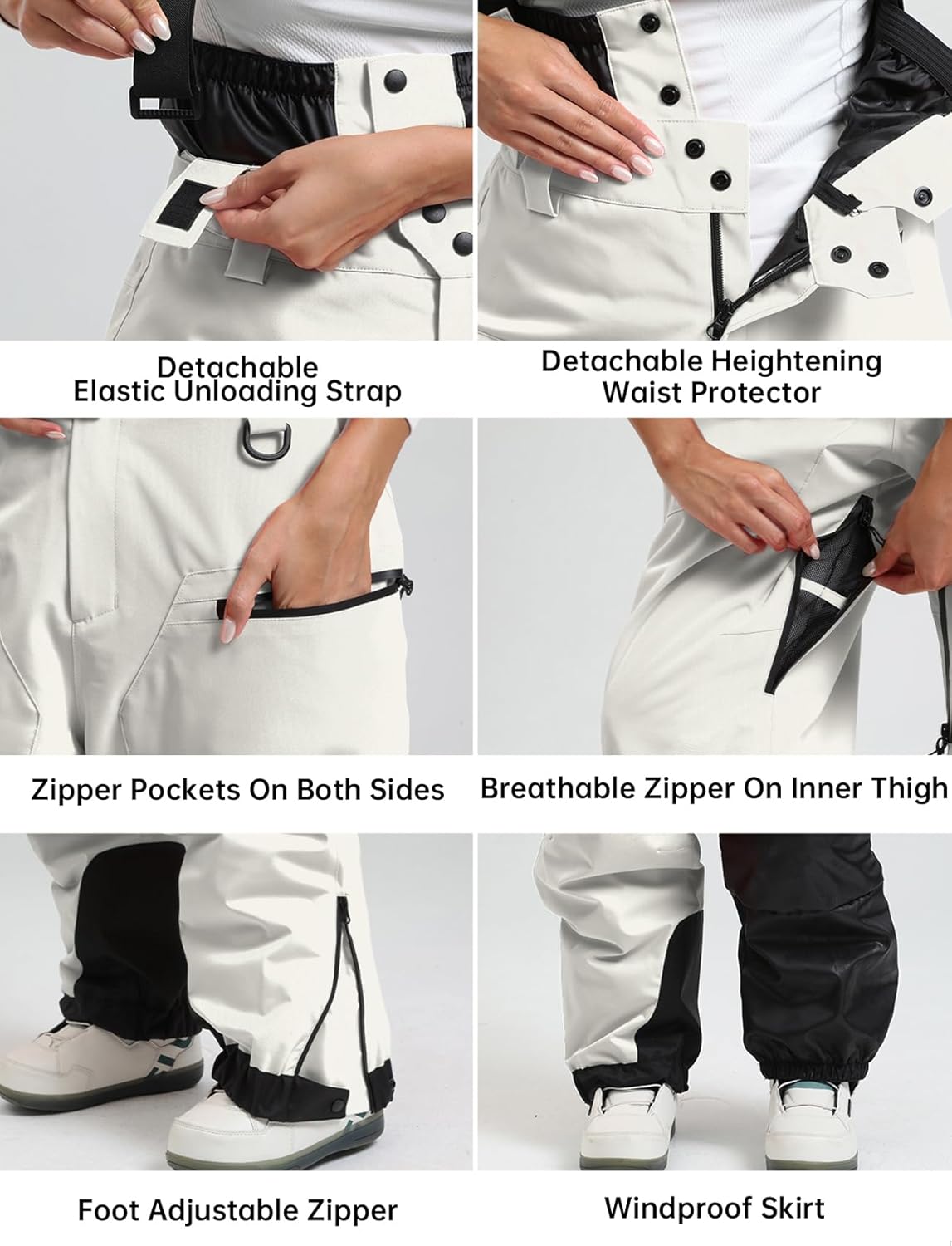 GSOU SNOW Womens Baggy Snowboard Pants Ski Bibs Snow Loose Overalls Waterproof Windproof Insulated Warm - Image 5