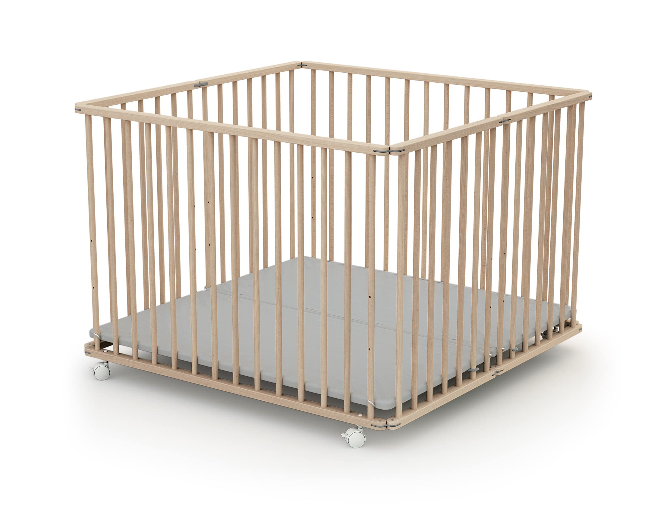 Webaby - Box bambini pieghevole legno - Faggio natural - 100 x 100 cm