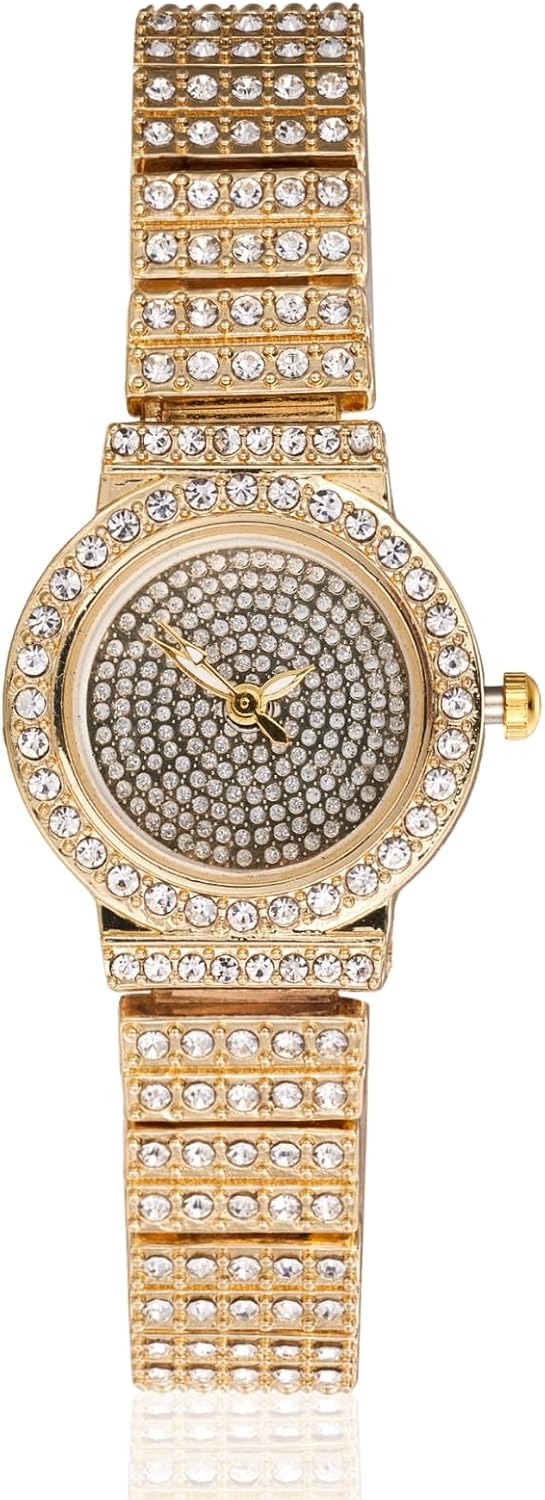 Halukakah Women’s Diamond Bracelet Watch,18k Real Gold/Platinum Plated,Full of Diamonds Sparkling Starry,Round Dial Design,Elegant Casual,Stainless Steel Band Quartz Watch,Present for her