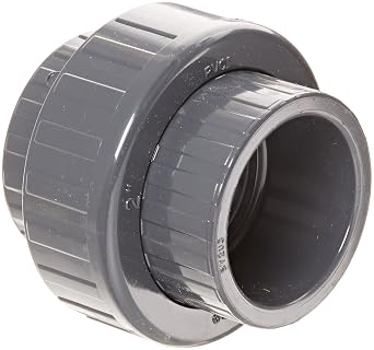 Spears 857 Series PVC Pipe Fitting, Union with Viton O-Ring, Schedule 80, 2" Socket