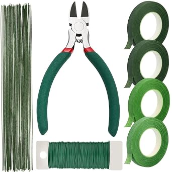 Florist Wire and Florist Tape Arrangement Tools Kit with Wire Cutter, Floral Tape and Floral Wire for Bouquet Stem Wrap Florist, Craft Beading & Wreath Making Supplies