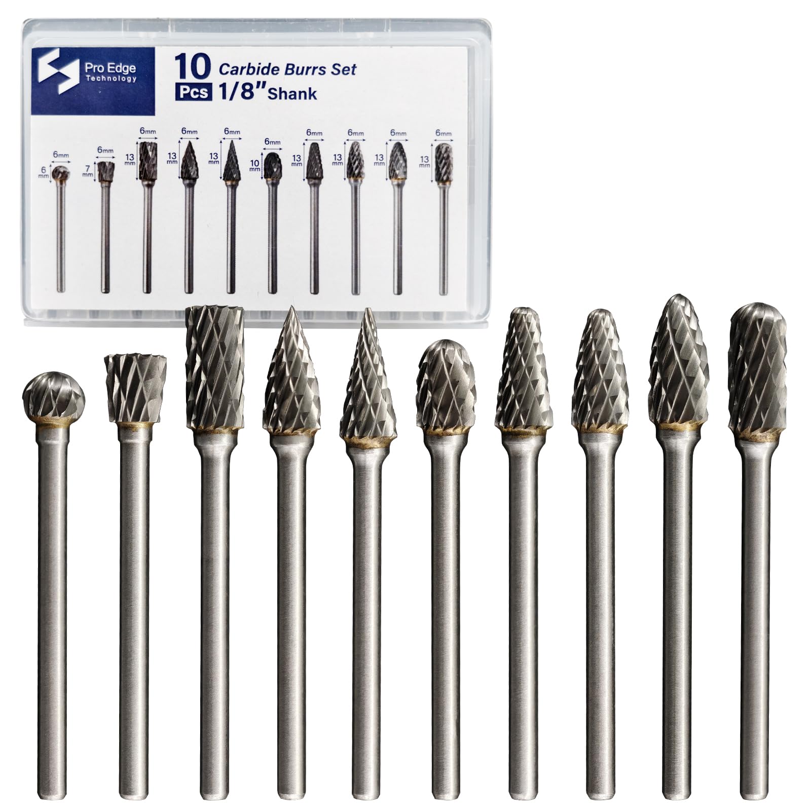10pcs Carbide Burr Set 1/4" Shanks Double Cut Die Grinder Bits — Amazon image 9