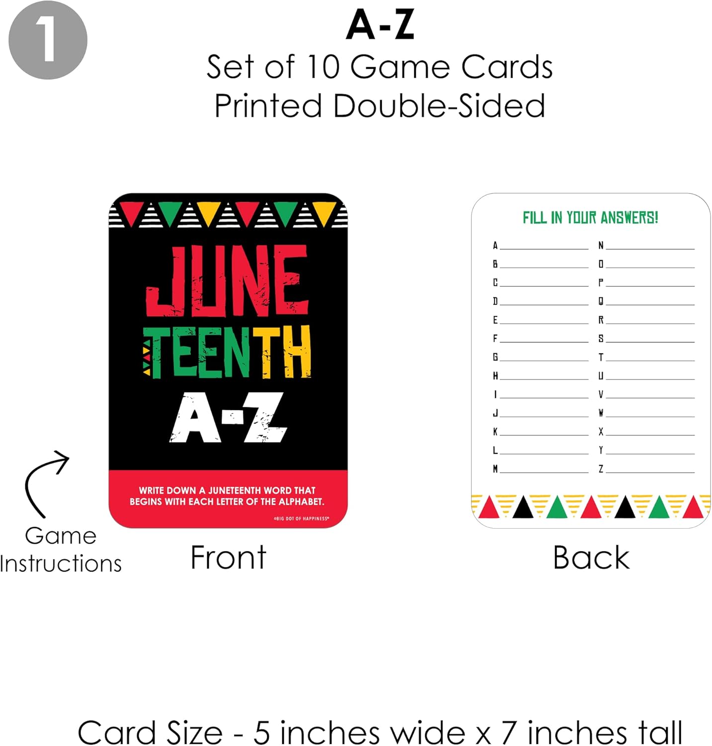 Big Dot of Happiness Happy Juneteenth - 4 Freedom Day Party Games - 10 Cards Each - Gamerific Bundle