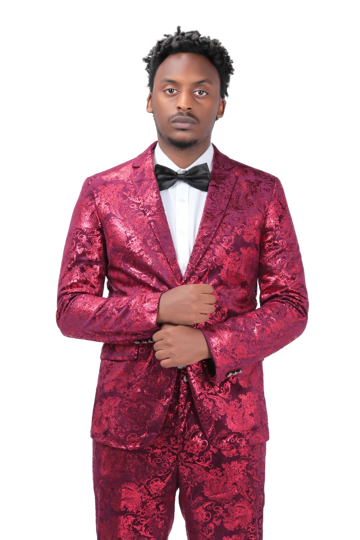 Allthemen Abito da Uomo in 2 Pezzi Slim Fit Casual Wedding Business Cena Jacquard Vestito Completo Giacche Blazer Pantaloni