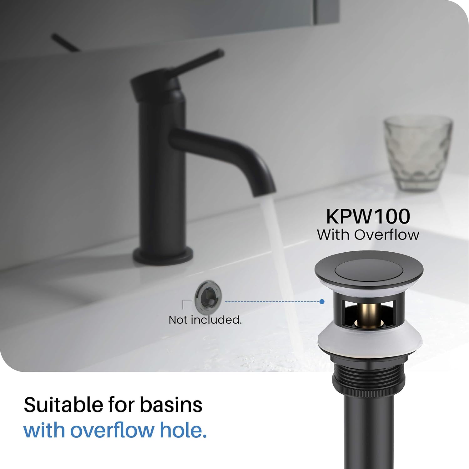 KIBI 2-Handle Widespread Matte Black Bathroom Sink Faucet with Drain Assembly | 3-Hole Solid Brass Lavatory Faucet | 8-Inch Spread, Smooth Water Flow, Corrosion-Resistant (KBF1025)