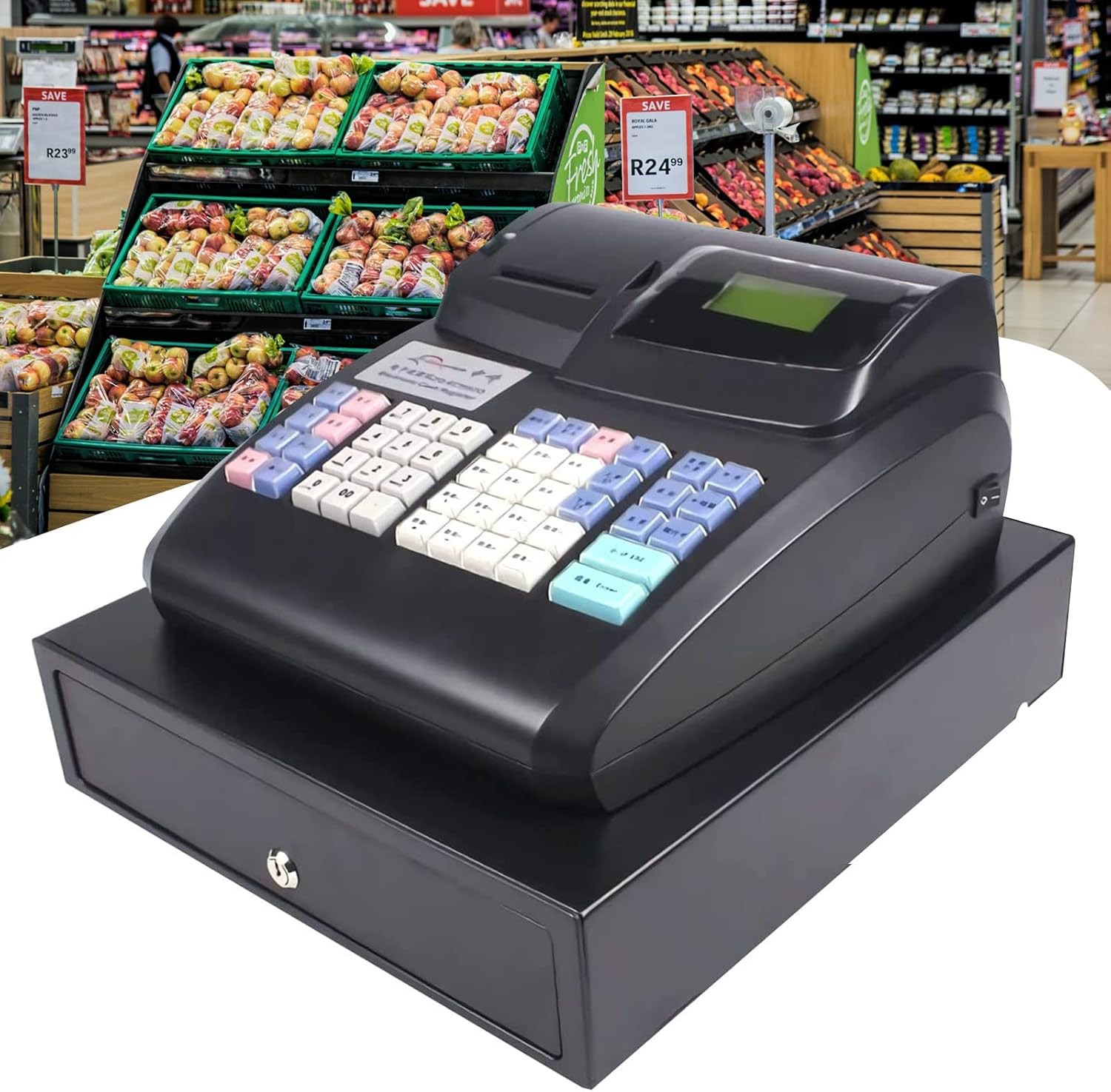 Electronic Cash Register with Receipt Cash Box with Key, Cash Register with Member
