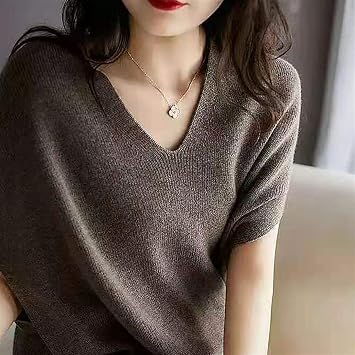 Soft Autumn All Match Vest Sweater Cashmere Thin V Neck Jacket Wool Cashmere Knit Vest for Women Color Coffee, Size One Size Oatmeal One Size