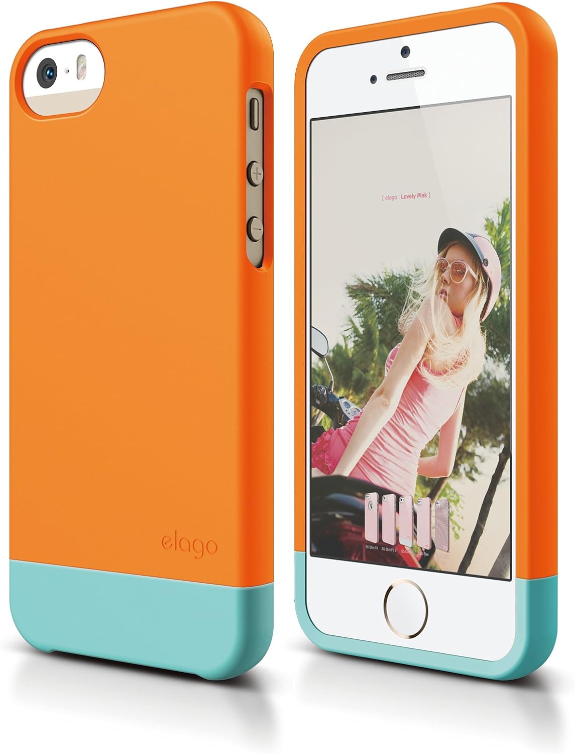 iPhone SE case, elago® [Glide-Limited][Orange/Coral Blue] - [Mix and Match][Premium Armor][True Fit] - for iPhone SE/5/5S
