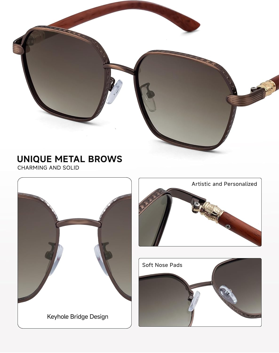 Men's Sunglasses Modern UV 400 Protection Lens Shades Gafas de Sol Hombre (2A670) - Image 3