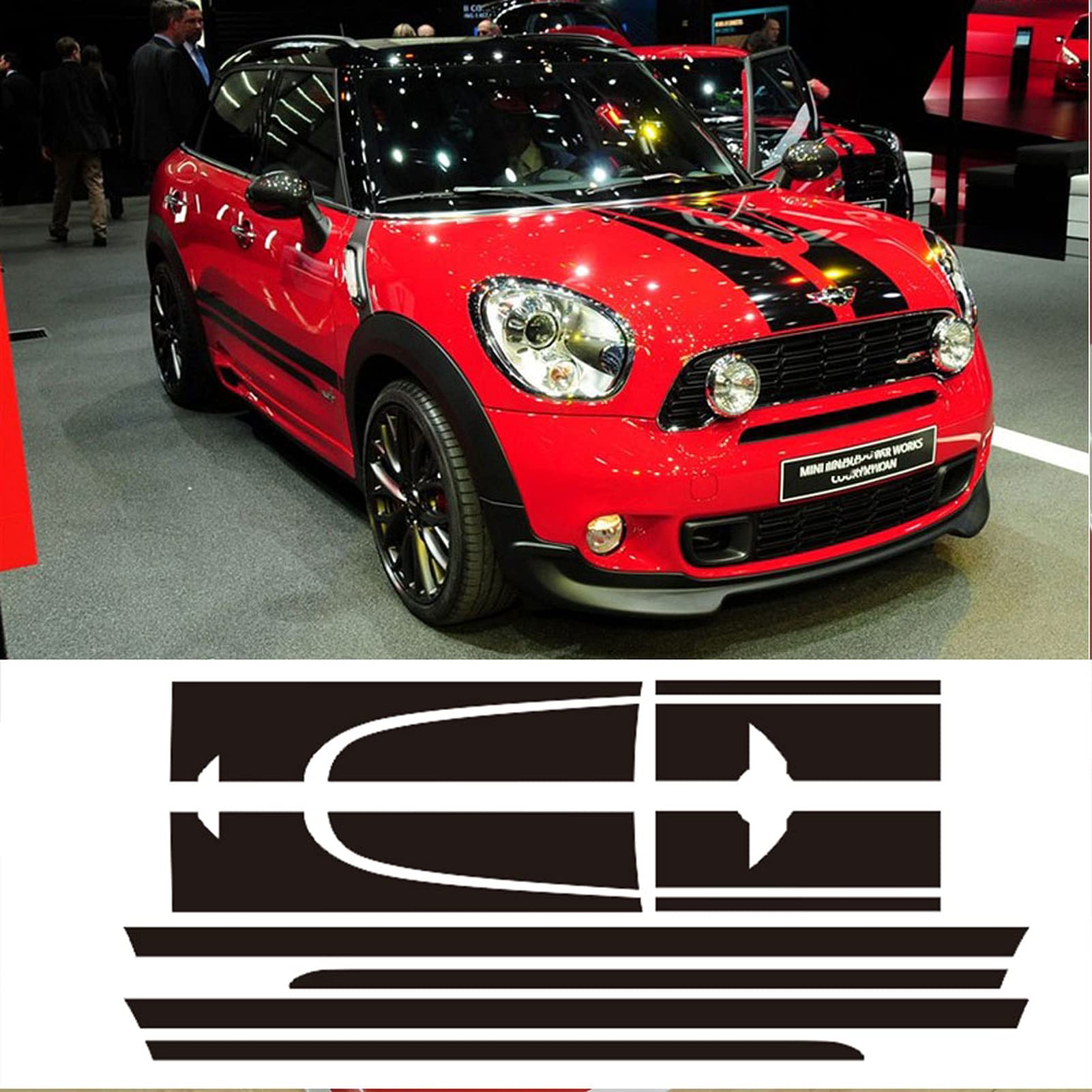 Buy Car Side Skirt stripe decal Decals, For Mini Countryman Cooper S Racing Hood Side Trunk JC