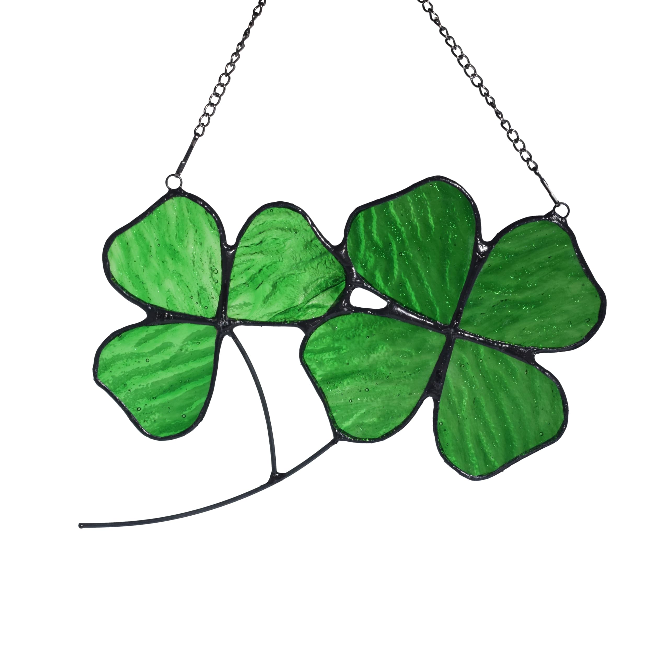 Lolitarcrafts Shamrock and Four Leaf Clover Stained Glass Window Hanging, Green Four Leaf Clover Suncatcher with Irish Blessing for St.Patrick's Day Party Decoration Women Gifts