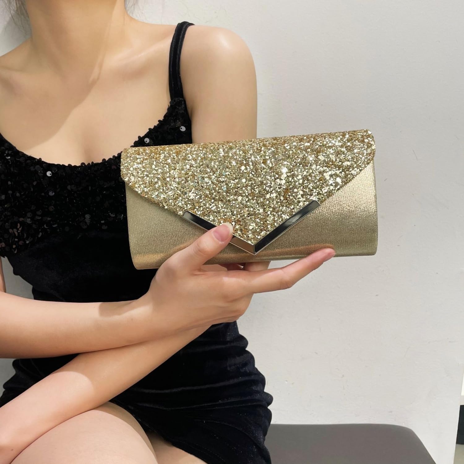 Ranfare Women Rhinestone Evening Clutch Bag Bling Earring Necklace Bracelet for Wedding Formal - Image 2
