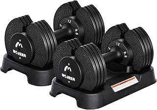 MOJEER ダンベル 可変式 12kg 2個セット アジャスタブルダンベル 2~12kg 5段階調節 1秒で重量調整 コンパクト クイックダンベル 筋トレ 日本語取扱説明書付き