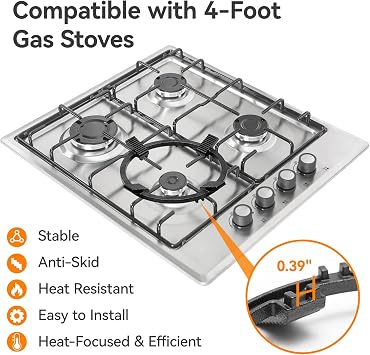 WANGYUANJI 8.3 Cast Iron Wok Ring for Gas Burner - Universal Stove Adapter for Round Bottom Woks, Heavy Duty Non-Slip Support Rack Fits 6.7 Cookware, Stable & Heat-Resistant Stove Grate Stand