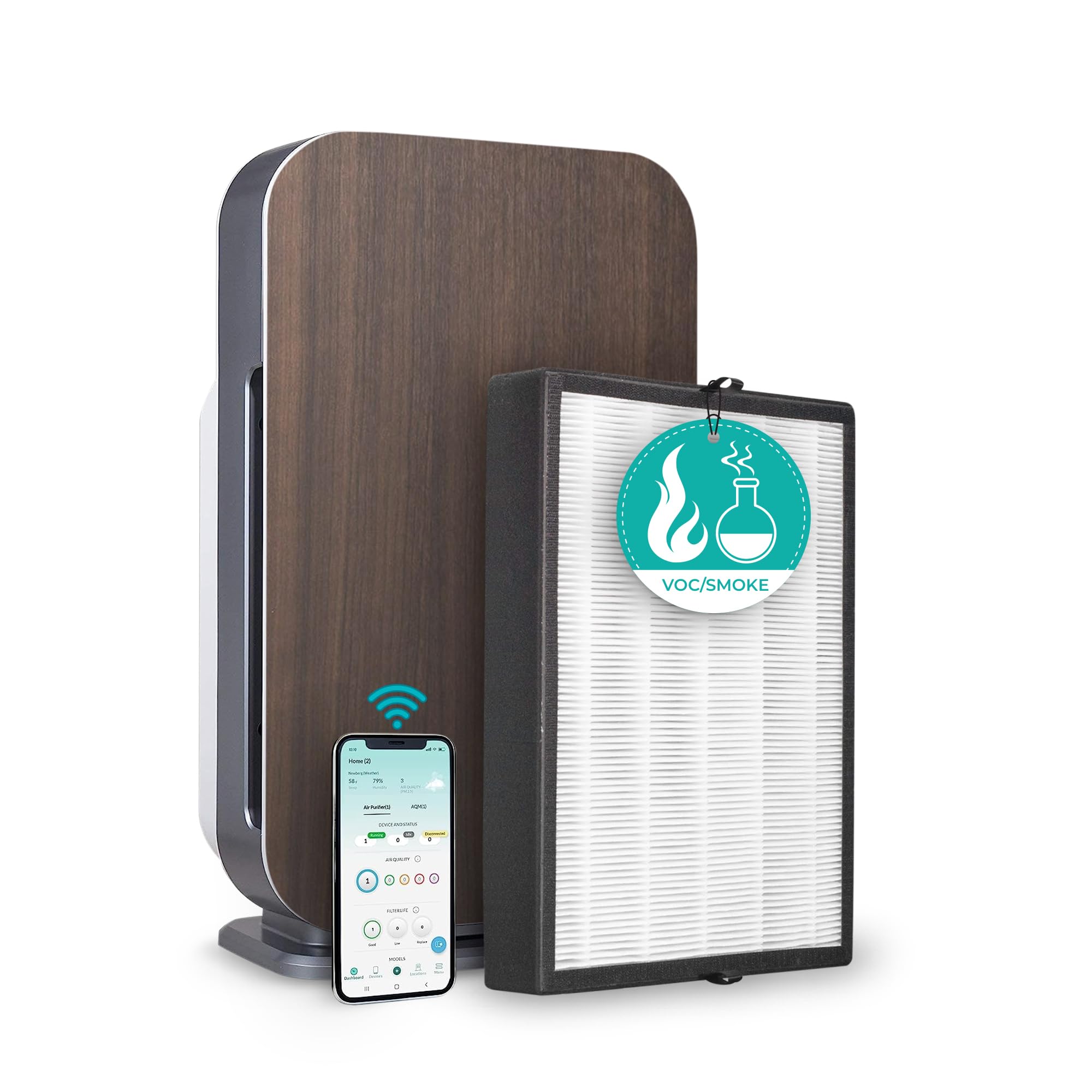 Alen Air Purifier BreatheSmart 45i HEPA w/ VOC/Smoke Filter + Carbon for Large Rooms |1600 Sq. Ft| Perfect for Bedrooms - Captures Allergens, Dust, & Mold + VOCs & Wildfire & Cigarette Smoke