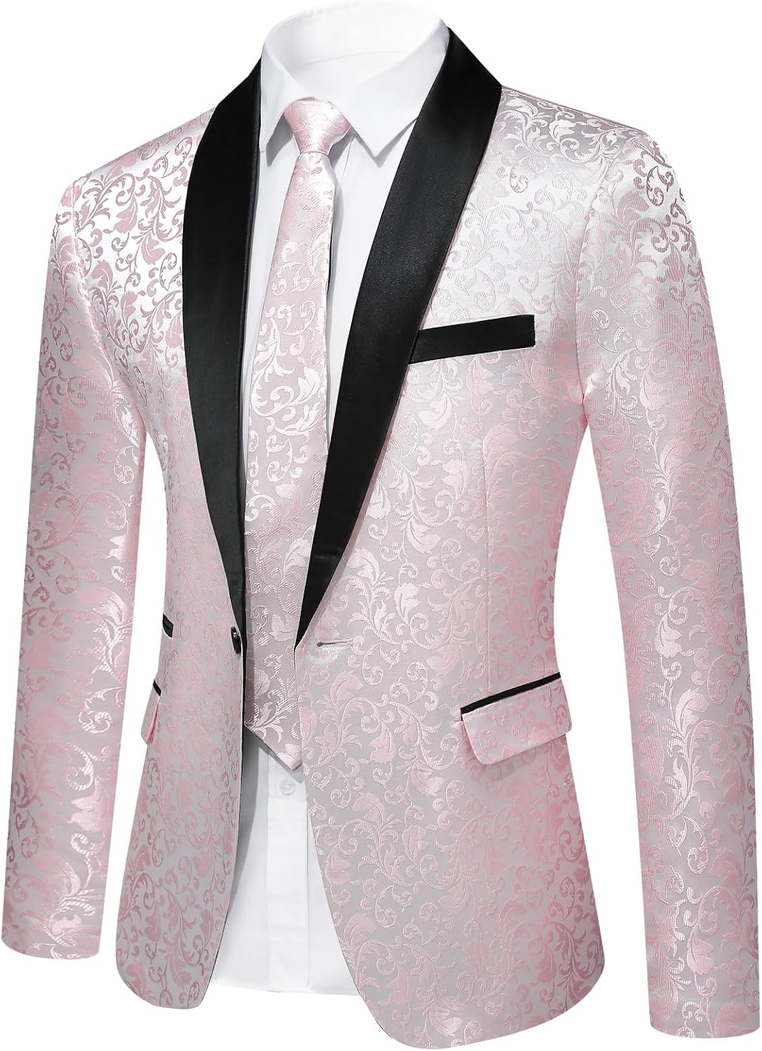 YFFUSHI Blazer voor heren, slim fit, paisley jacquard pak, jas met 1