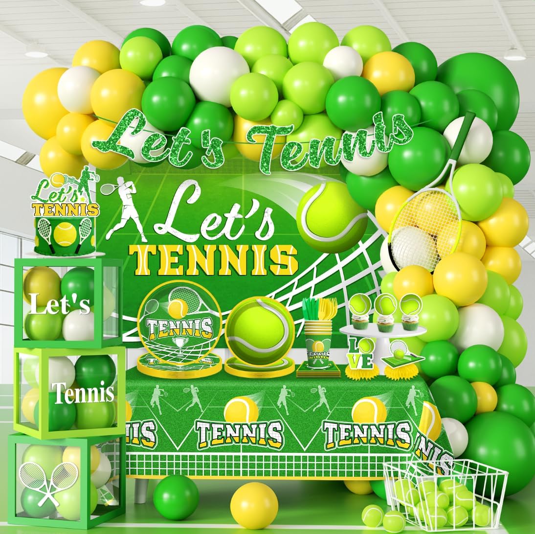 293Pcs Tennis Birthday Decorations, All-in-One Decor Set for 25 Guests