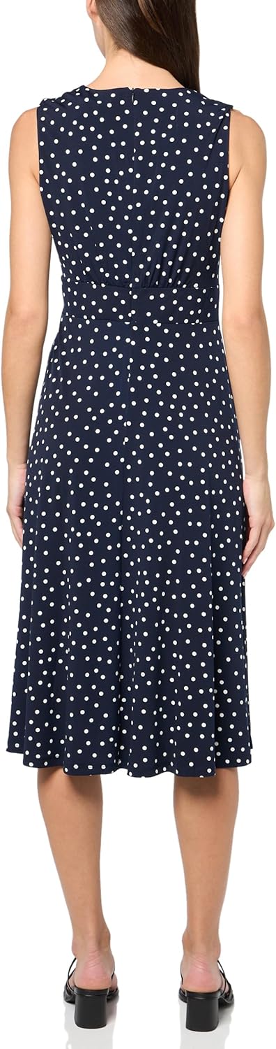 London Times Womens Sleeveless Inset Waist Midi Fit and Flare Dress - Image 2