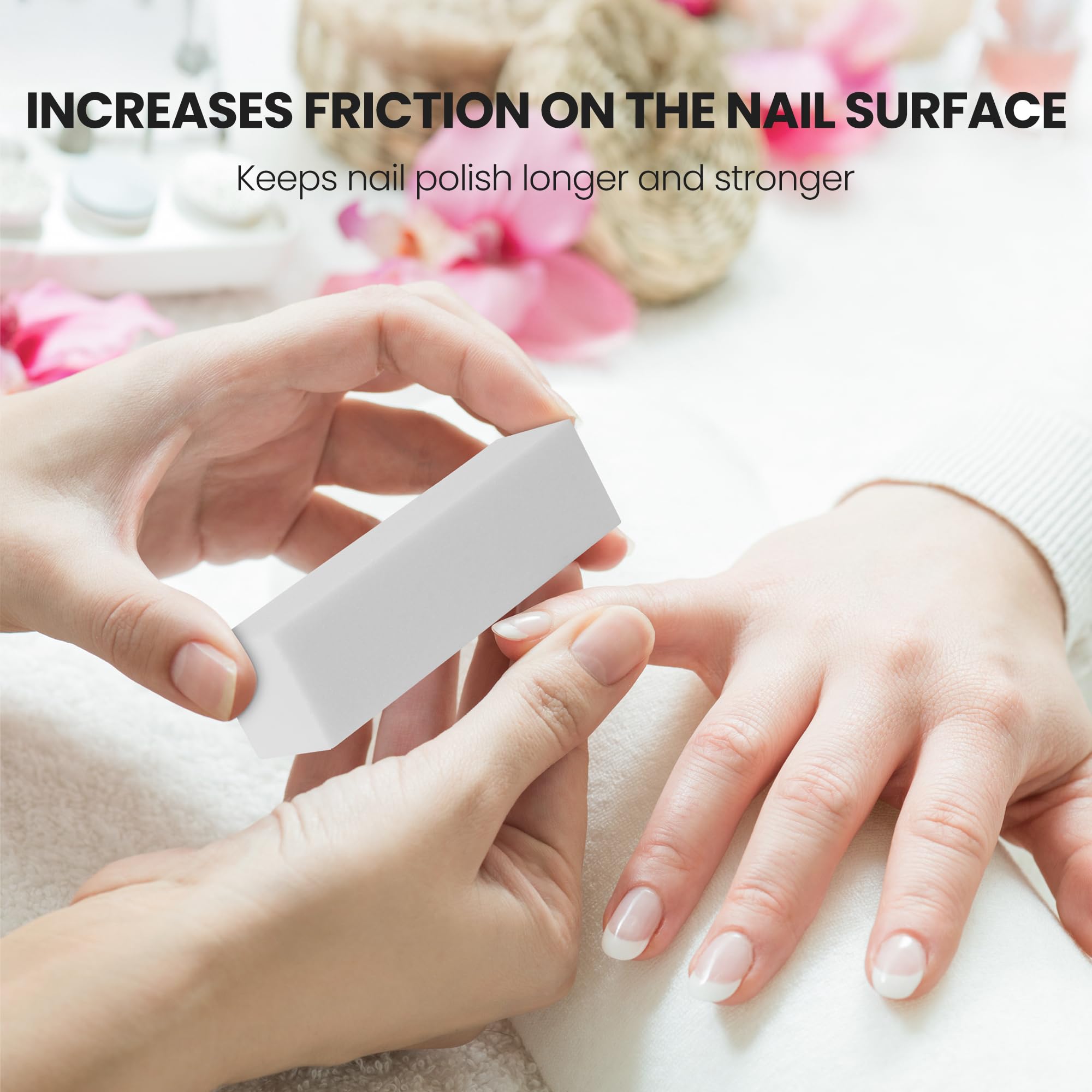 Set di 10 lime per unghie, lime per nail art, lime professionale per levigare unghie acriliche o in gel naturale, 4 lati lavabili per manicure - Bianco
