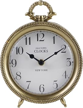 NIKKY HOME Vintage Table Clock Non-Ticking Battery-Operated for Living Room | Silent Quartz Movement, White Desk Clock for Bedroom, Bathroom, Decorative Gift for Housewarming, Birthday, Christmas