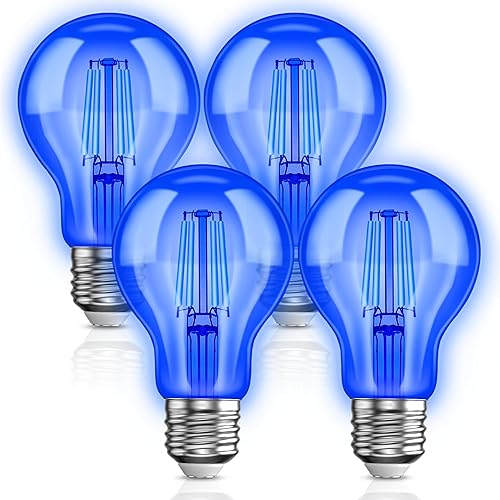Bombillas azules, bombilla de filamento de vidrio azul, bombilla LED azul de 4 W, equivalente a 40 W, base E26, vidrio transparente, bombilla A19 de disponible en Yaxa Peru