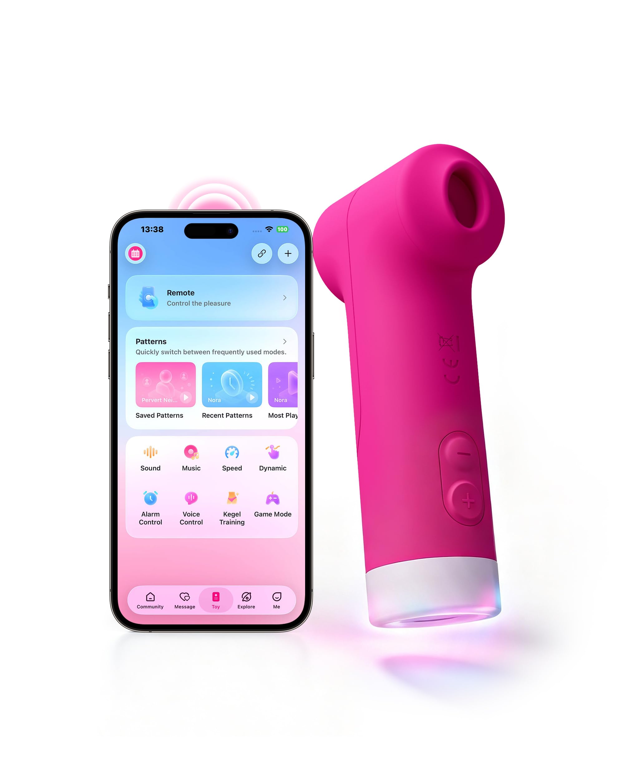 LOVENSE Fizz Vibratore Clitorideo a Doppia Testa, Aspirazione Orale | Succhia clitoride a doppia testina con suzione e tocchi rapidi, app, luce LED, silicone body-safe e impermeabile IPX7