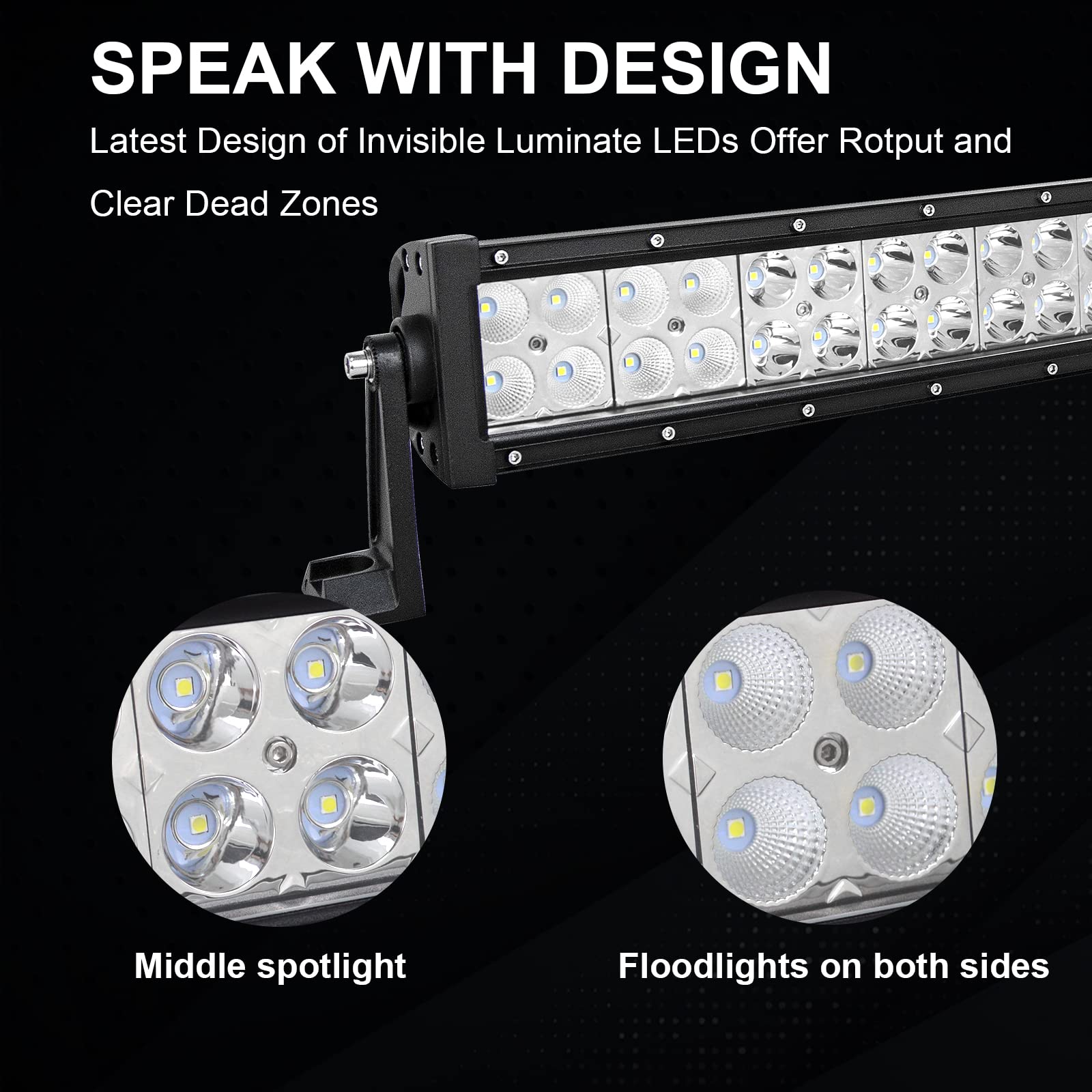 Barre Lumineuse LED 22 Pouces 120W - Faisceau Combo Spot/Flood - Pour SUV, 4x4, Camion, Bateau - Étanche IP67