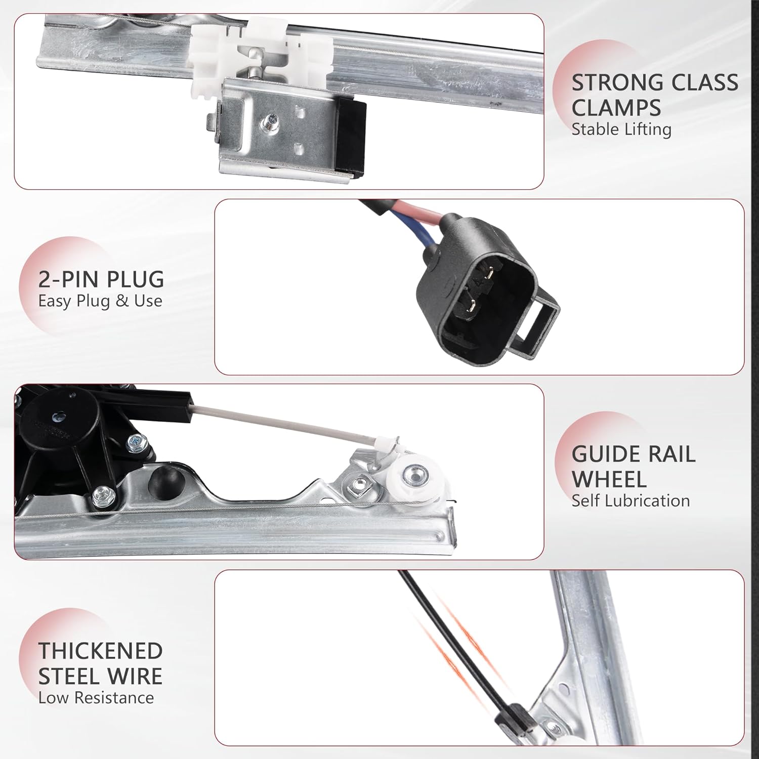 Front Right Passenger Side Power Window Regulator with Motor & Power Master Window Switch Compatible for 2007-2013 Chevy Silverado/GMC Sierra 1500 2500HD 3500HD, Replace 741-443 & 22895545