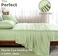 Vista 291 de HENGWEITEXT 18 Inch Cal King Sheets Deep Pocket,4 Piece Sheet Set Breathable and Cooling,Microfiber Sheet Set Deep Pocket,Wrinkle Free Shrinkage &
